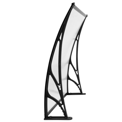 Instahut Window Door Awning Canopy 1mx2m Transparent Sheet Black Plastic Frame.
