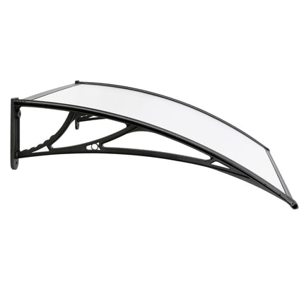 Instahut Window Door Awning Canopy 1mx2m Transparent Sheet Black Plastic Frame.