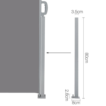 Instahut Retractable Side Awning Shade 1.8 x 3m - Grey.