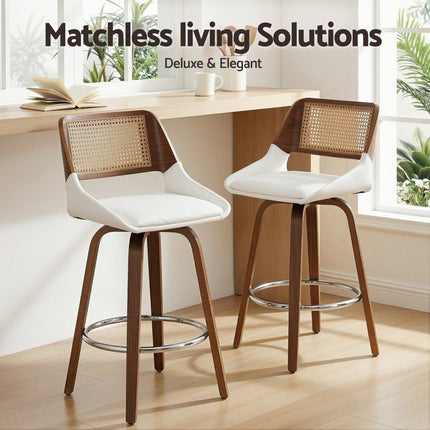 Artiss Wooden Bar Stools Set of 2 Swivel Kitchen Counter Stool Chair 60cm Seat Height.
