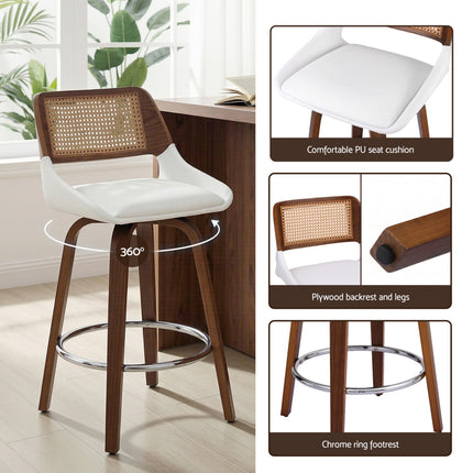 Artiss Wooden Bar Stools Set of 2 Swivel Kitchen Counter Stool Chair 60cm Seat Height.