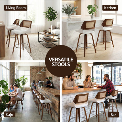 Artiss Wooden Bar Stools Set of 2 Swivel Kitchen Counter Stool Chair 60cm Seat Height.