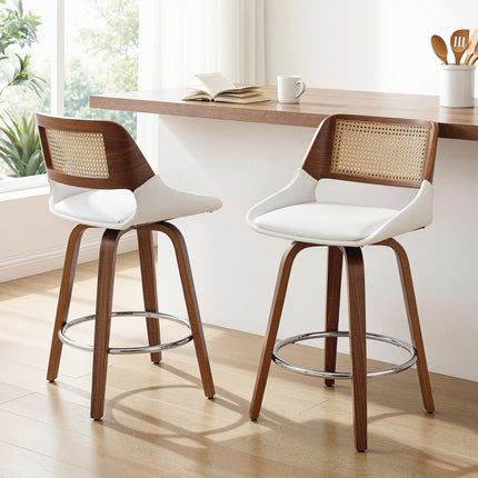 Artiss Wooden Bar Stools Set of 2 Swivel Kitchen Counter Stool Chair 60cm Seat Height.
