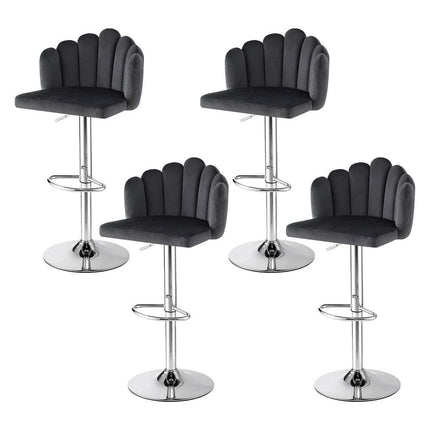 Artiss Bar Stool X4 Kitchen Dining Counter Gaslift Chair Adjustable Velvet Grey.