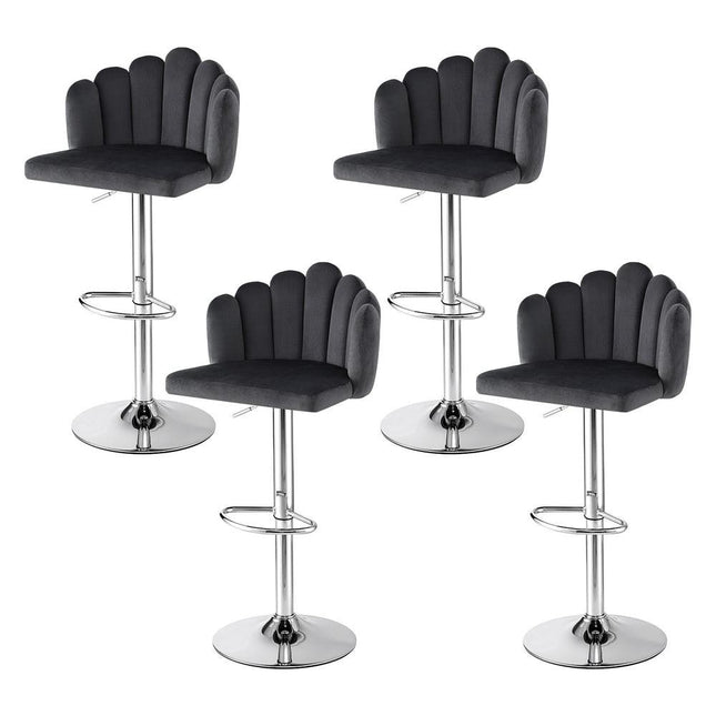 Artiss Bar Stool X4 Kitchen Dining Counter Gaslift Chair Adjustable Velvet Grey.