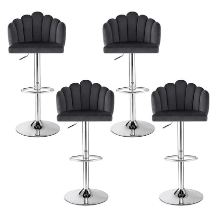 Artiss Bar Stool X4 Kitchen Dining Counter Gaslift Chair Adjustable Velvet Grey.