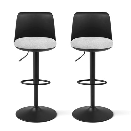Artiss 2x Bar Stools Kitchen Swivel Gas Lift Counter Dining Chair Curved Black.