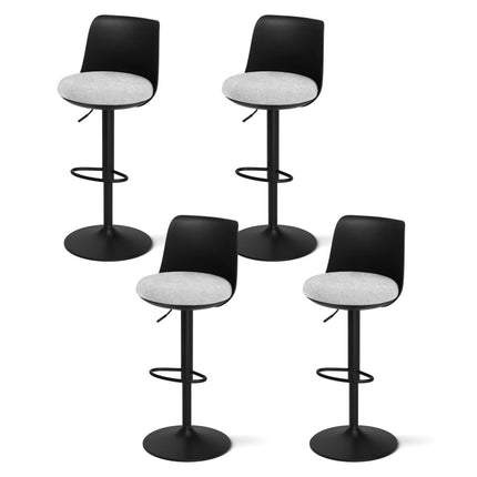 Artiss 4x Bar Stools Kitchen Swivel Gas Lift Counter Dining Chair Curved Black.
