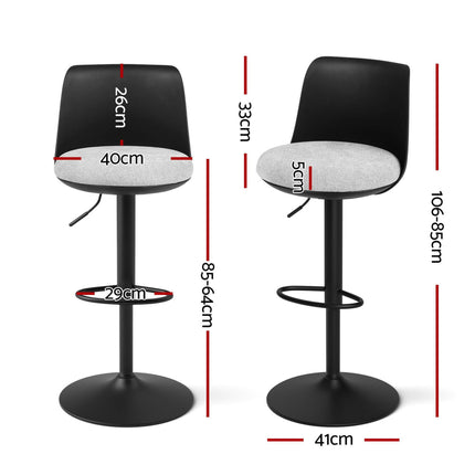 Artiss 4x Bar Stools Kitchen Swivel Gas Lift Counter Dining Chair Curved Black.