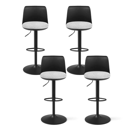Artiss 4x Bar Stools Kitchen Swivel Gas Lift Counter Dining Chair Curved Black.