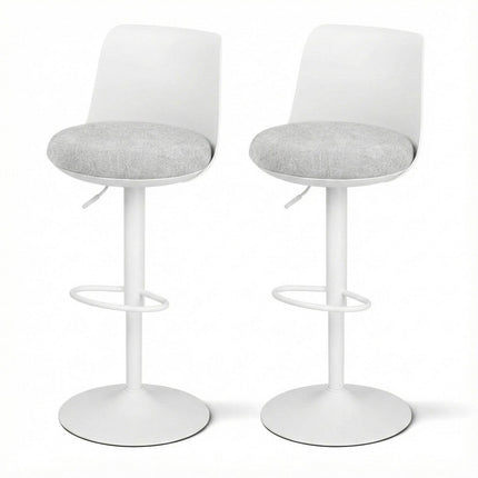Artiss 2x Bar Stools Kitchen Swivel Gas Lift Counter Dining Chair Curved White.