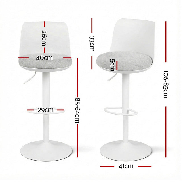 Artiss 2x Bar Stools Kitchen Swivel Gas Lift Counter Dining Chair Curved White.