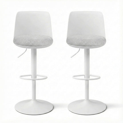 Artiss 2x Bar Stools Kitchen Swivel Gas Lift Counter Dining Chair Curved White.