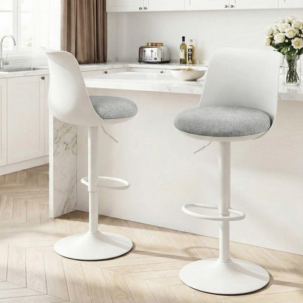 Artiss 2x Bar Stools Kitchen Swivel Gas Lift Counter Dining Chair Curved White.