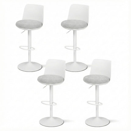 Artiss 4x Bar Stools Kitchen Swivel Gas Lift Counter Dining Chair Curved White.