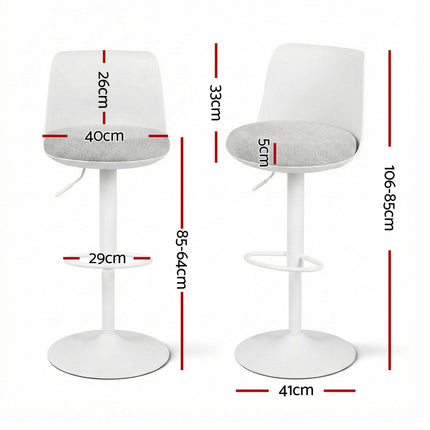 Artiss 4x Bar Stools Kitchen Swivel Gas Lift Counter Dining Chair Curved White.