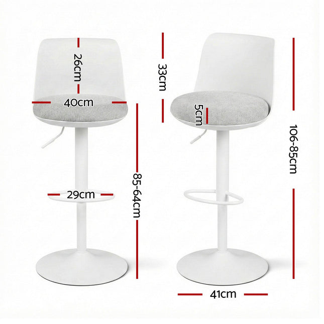 Artiss 4x Bar Stools Kitchen Swivel Gas Lift Counter Dining Chair Curved White.