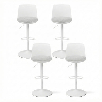 Artiss 4x Bar Stools Kitchen Swivel Gas Lift Counter Dining Chair Curved White.