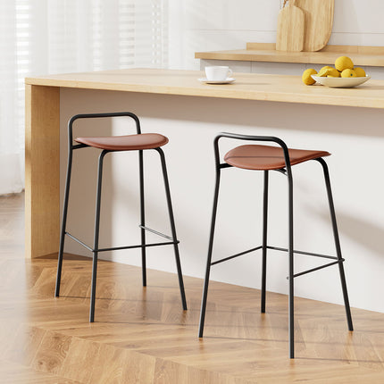 2x Artiss Bar Stools Kitchen Counter Stools Metal Brown.
