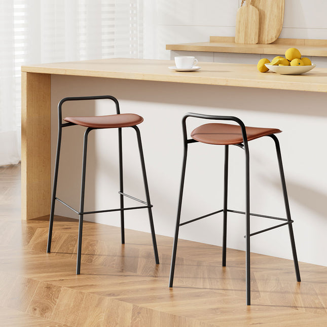 2x Artiss Bar Stools Kitchen Counter Stools Metal Brown.