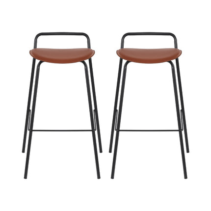 2x Artiss Bar Stools Kitchen Counter Stools Metal Brown.