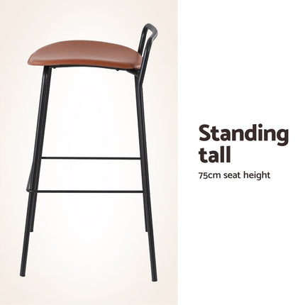 2x Artiss Bar Stools Kitchen Counter Stools Metal Brown.