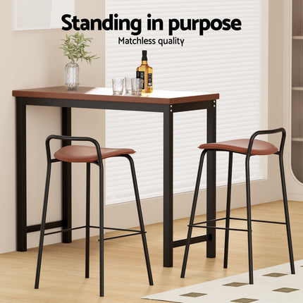 2x Artiss Bar Stools Kitchen Counter Stools Metal Brown.