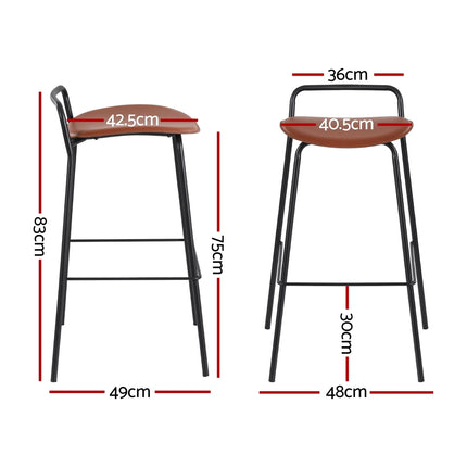 4x Artiss Bar Stools Kitchen Counter Dining Chair Metal Brown.