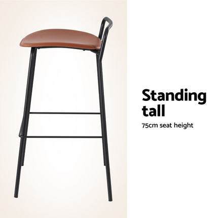 4x Artiss Bar Stools Kitchen Counter Dining Chair Metal Brown.