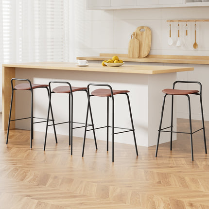4x Artiss Bar Stools Kitchen Counter Dining Chair Metal Brown.