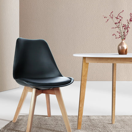 Artiss Dining Chairs Set of 4 Leather Plastic DSW Replica Wooden Black.