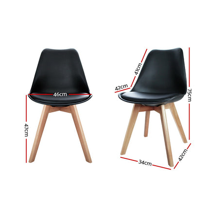 Artiss Dining Chairs Set of 4 Leather Plastic DSW Replica Wooden Black.