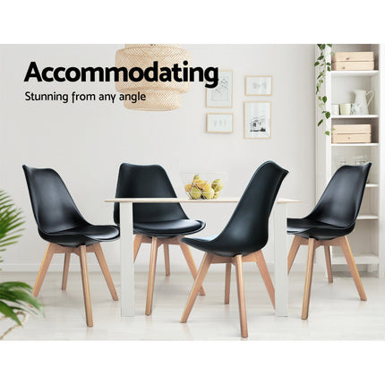 Artiss Dining Chairs Set of 4 Leather Plastic DSW Replica Wooden Black.