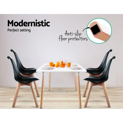 Artiss Dining Chairs Set of 4 Leather Plastic DSW Replica Wooden Black.