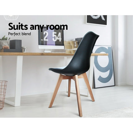 Artiss Dining Chairs Set of 4 Leather Plastic DSW Replica Wooden Black.