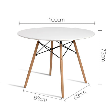 Artiss Dining Table Round White 4 Seater 100CM.