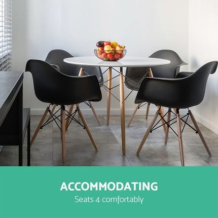 Artiss Dining Table Round White 4 Seater 100CM.