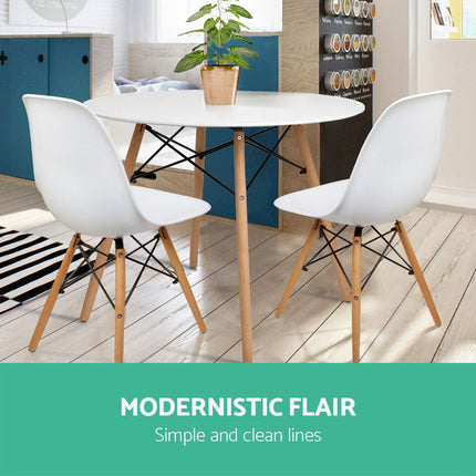 Artiss Dining Table Round White 4 Seater 100CM.