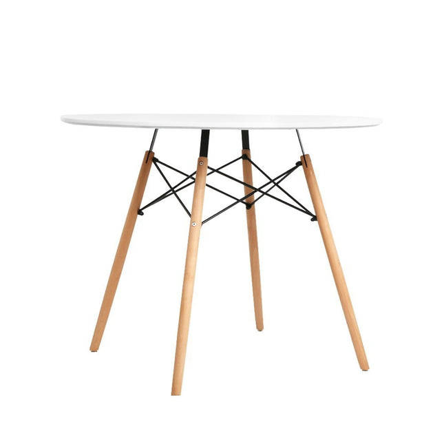 Artiss Dining Table Round White 4 Seater 90CM.