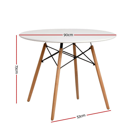 Artiss Dining Table Round White 4 Seater 90CM.