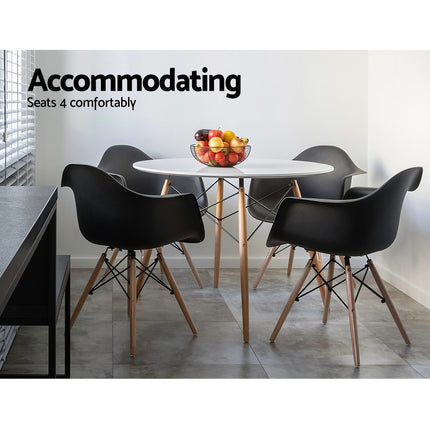 Artiss Dining Table Round White 4 Seater 90CM.