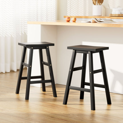 Artiss Bar Stools Kitchen Counter Stools Wooden Chairs Black x2.