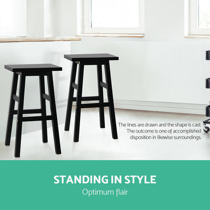 Artiss Bar Stools Kitchen Counter Stools Wooden Chairs Black x2.
