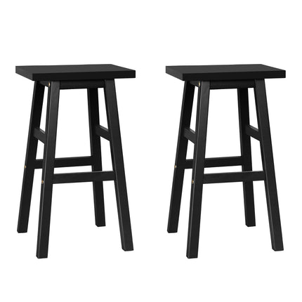 Artiss Bar Stools Kitchen Counter Stools Wooden Chairs Black x2.