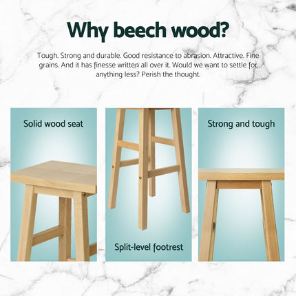 Artiss 4x Bar Stools Kitchen Chairs Wooden Nature.