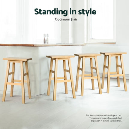 Artiss 4x Bar Stools Kitchen Chairs Wooden Nature.
