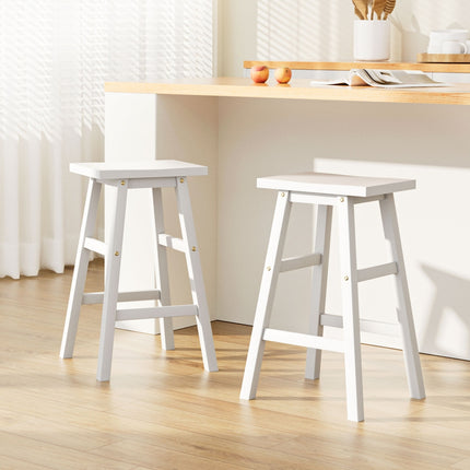 Artiss Bar Stools Kitchen Counter Stools Wooden Chairs White x2.