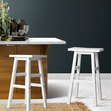 Artiss Bar Stools Kitchen Counter Stools Wooden Chairs White x2.