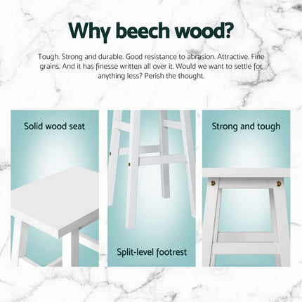 Artiss 4x Bar Stools Kitchen Chairs Wooden White.