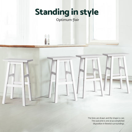 Artiss 4x Bar Stools Kitchen Chairs Wooden White.